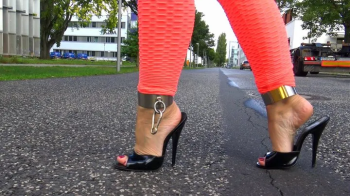 Neele - Neon Orange Butt Leggings And Patent Mules Part 2 - mp4 1920x1080.webp