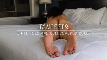 Tan feets get splashed with a heavy load of cum starring PedsRMeds with post cumplay HUGE LOAD.webp