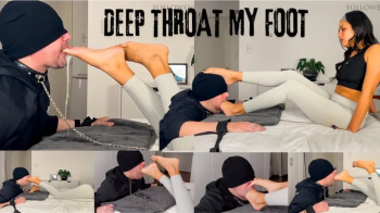 Deep Throat Gagging — My Foot Buried in His Mouth, No Mercy - Mistress Enola - Deep feet extreme - 4K.webp