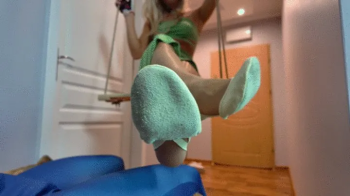 Sophia In Long Dress Sits On A Swing And Massages Doctor Strange’s Dick - Tan Pantyhose And Semi Ballet - Full.webp