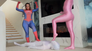 Pink Panther Ruslana And Spider Girl Weronika Rule Over White Shadow At Their Feet Near Fire Place - Part 02.webp
