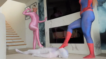 Pink Panther Ruslana And Spider Girl Weronika Rule Over White Shadow At Their Feet Near Fire Place - Part 01.webp