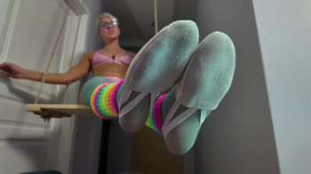 Colorful Ruslana Sits On A Swing And Massages Spiderman’s Dick - Blue Stockings And Semi Ballet - Full.webp
