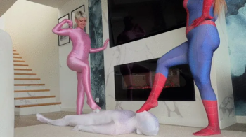 Pink Panther Ruslana And Spider Girl Weronika Rule Over White Shadow At Their Feet Near Fire Place - Part 1 - 4K.webp
