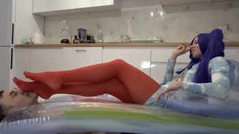 Miku Relaxing - Red Pantyhose On Man Face.webp