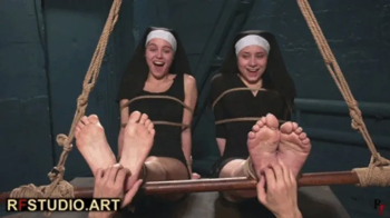 Leya and Tonya - Tickling Two Barefoot Nuns (HD 720p MP4).webp