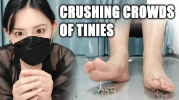Goddess crushes a crowd of tiny men.webp