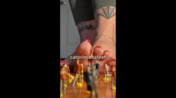 Tiny crowd getting stepped on by giantess milf feet, bts set up included.webp