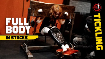 Ticklish Chiara - Cruel Feet and Armpits Tickling in Stocks.webp