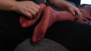 Asian woman red stockings tickling.webp