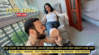 The Scent of the Goddess- Louise Makes Slave Lick Her Sweaty Gym Feet (1080 EN SUB) - Foot Smell - Femdom - Foot Worship.webp