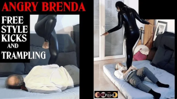 EBONY DOMINA makes FREE STYLE KICKS and TRAMPLING to old white slave (HD).webp