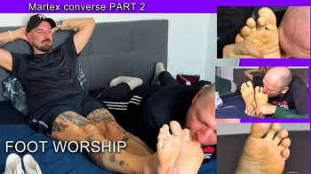 sniffing a guy's feet Martex takes off his Converse sneakers PART 2.webp
