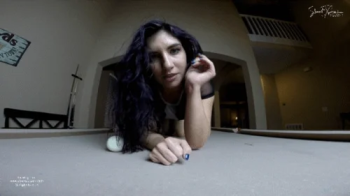 Giantess Sarah D wants to play Pool with you.webp