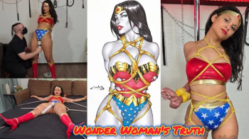 Calisa Comics- Wonder Woman Bound in Her Own Lasso of Truth Can't Hide Her Bondage Fetish and Ends Up Cumming All Night.webp