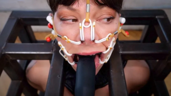 Caged Fuck Doll - KissMeDedlyDoll and Elise Graves - Naked and caged with all her available holes stuffed and fucked, Do.webp