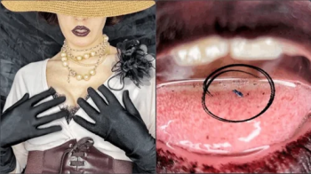 Tiny slave ended up in Lady Dimitrescu's drooling mouth.webp