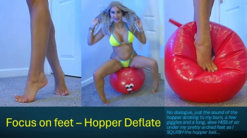 Hopper Ball BOUNCE & DEFLATE - Focus on bare, pretty, highly arched feet.webp