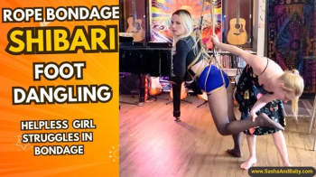 Rope Bondage - Shibari - Helpless Girl Foot Dangling - Tied Up by her Domme.webp
