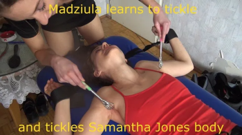 Madziula learns to tickle and tickles Samantha Jones body.webp