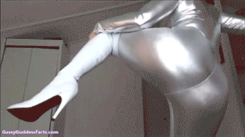 + Shiny Catsuit Boots & Farting Cock Tease -MP4.webp