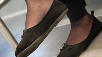 Nylon and ballet flats foot fetish admiration.webp