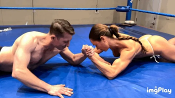 Part 1 FIRST TIME EVER Anastasia vs Newcomer Patrick Starr in a Topless Competitive Mixed Arm Wrestling Match 3 rounds.webp