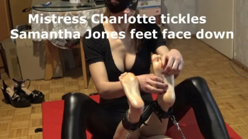 Mistess Charlotte tickles Samantha Jones feet face down.webp