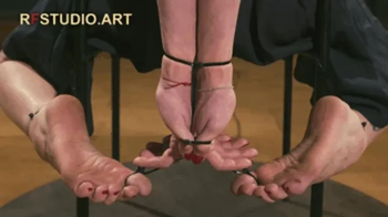 Mandy - So Flexible! Extreme Elbow Tie with Zip Ties on Spinning Chair + Ballgag (FULL HD MP4).webp