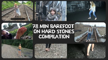 A unique 78-minute compilation! Seven girls struggle with very sharp stones, completely barefoot!.webp