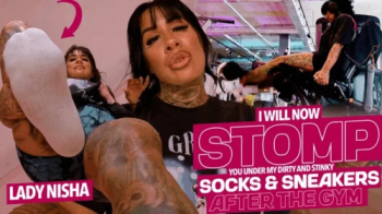 You'll get my gym sneakers and my musty socks right in your face! ( Gaintess and Shrinking Fetish with Lady Nisha ) - 4K.webp