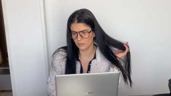 Gassy secretary farting , burping and smoking at work.webp
