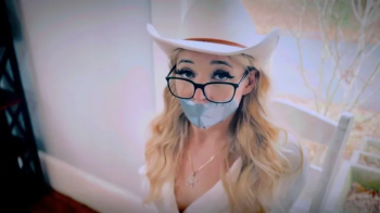 Cowgirl Phoenix Gets Lassoed With Duct Tape (4K) - Phoenix Sinz - cowgirl hat, barefoot, dress, glasses, chair tied, tap.webp