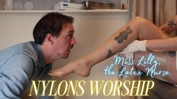 The Foot Boy Worships Miss Lilly, The Latex Nurse In Silky Nylons.webp