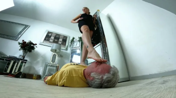 Trampling Him Whilst Rubbing His Face With Her Foot FLOOR CAM (4K).webp