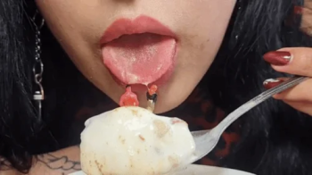 Giantess shrunken two married couple and also her Step-Sister TO EAT them as dessert VORE.webp