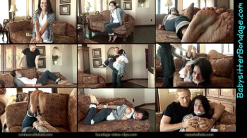 Babysitter Julia Faire Tied Up, OTM Gagged & Hopping then Step-Dad Arrives to Get Her Hogtied Topless! (MP4) #BABYSITTER.webp