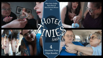 Hotel Tinies Saga- 4 Giantess Vore Clips Bundle ft OctoGoddess, Sara Star and Jane Judge as Giantess Goddesses on Vegas.webp
