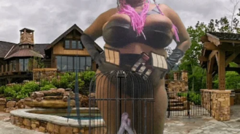 Shrinking fetish - Giantess MXDominion has fun teasing her new tiny pet while its in its cage, female domination, giante.webp