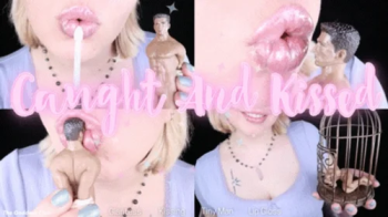 Caught And Kissed - HD - The Goddess Clue, Giantess Catches Tiny Man and Makes him a Kissy Toy, Lip Gloss Fetish, Natura.webp