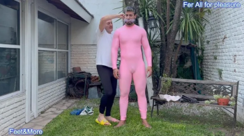 Tony physical condition is evaluated in pink suit (workout and tickle).webp