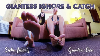 Double Giantess Ignore and Catch - Stella Liberty and Giantess Cleo catch up and discover a tiny man has escaped from hi.webp