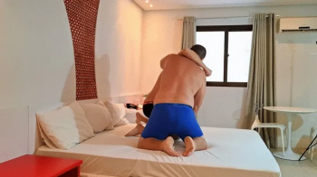 Defeated in Bed – Bear Wrestler vs Jobber in Hotel Room.webp