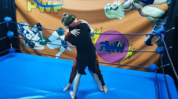 Grappling girl in rushguard wrestles a skinny guy.webp