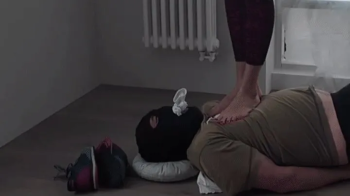 My yoga mat sits under my beautiful feet and has a sock-sniffing feature (trampling, sadistic, domination, sniffing).webp