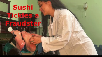 Sushi Xhyvette Tickles a Fraudster - Female Foot Tickling Male With Extra Ticklish Feet MP4.webp