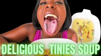 Tinies Soup - Giantess Vore - This giantess vore scene features mouth fetish, tiny man, shrinking fetish, evil giantess,.webp