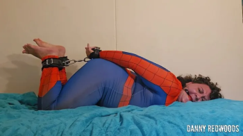 Hogtied Ballgagged Chubby Spiderman Struggles 1080p.webp