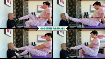 Gag On My Air Maxes & Hot Socks - Goddess Rapture Sits Her SLave on The Floor and Foot Gags Him with Her Dirty Gym Shoes.webp