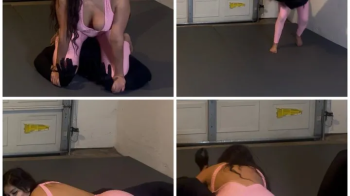 Border Patrol beatdown - lady bella latina babe wrestles and beats up racist loser.webp